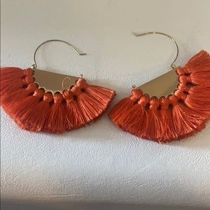 Orange fringe earrings